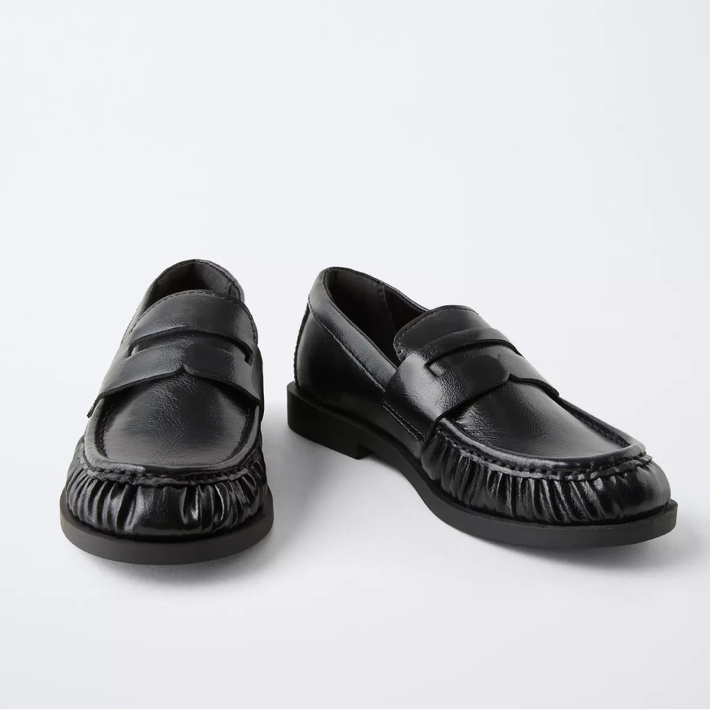 Zara Black Leather Loafers